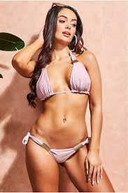 Side Tie Bikini With Buckle Detail - Dusty Pink